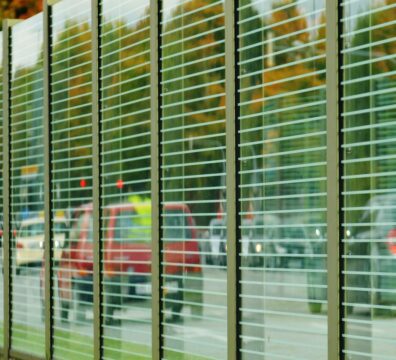 noise barrier, glass, traffic